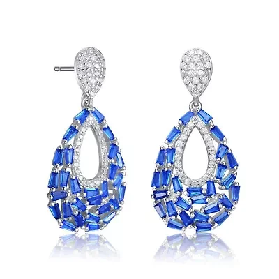 Lab Created Sterling Silver with Colored Cubic Zirconia Pear Shape Drop Earrings