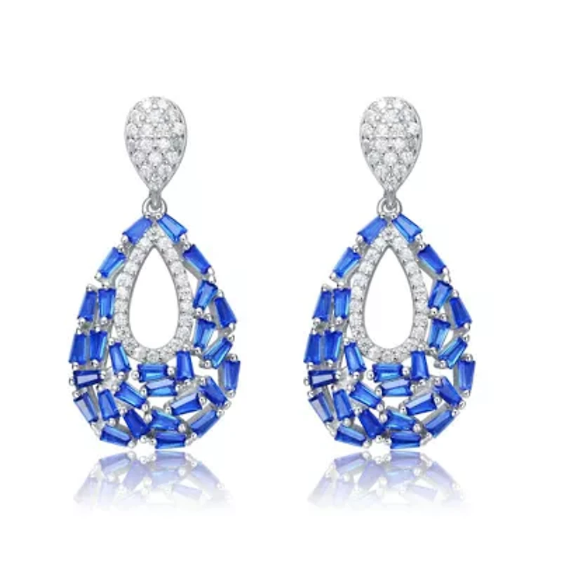 Lab Created Sterling Silver with Colored Cubic Zirconia Pear Shape Drop Earrings