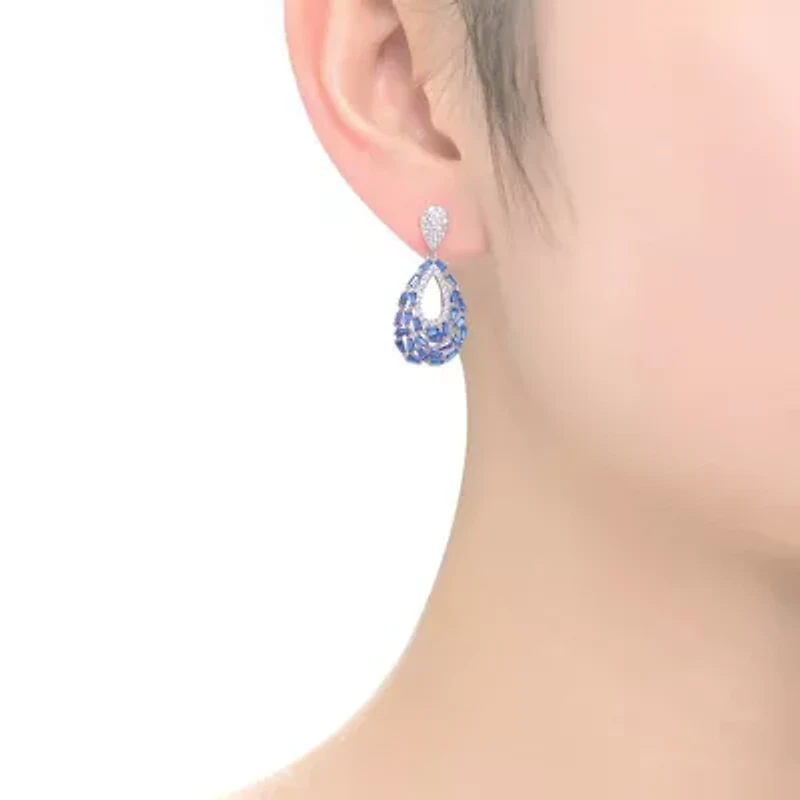 Lab Created Sterling Silver with Colored Cubic Zirconia Pear Shape Drop Earrings