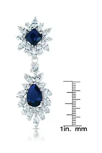 Lab Created Sterling Silver White Gold Plated with Colored Two Stone Cubic Zirconia Dangling Earrings