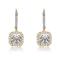 Lab Created Sterling Silver with Clear Cubic Zirconia Square Drop Earrings