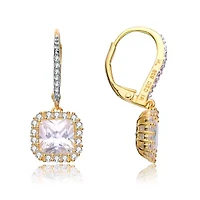 Lab Created Sterling Silver with Clear Cubic Zirconia Square Drop Earrings