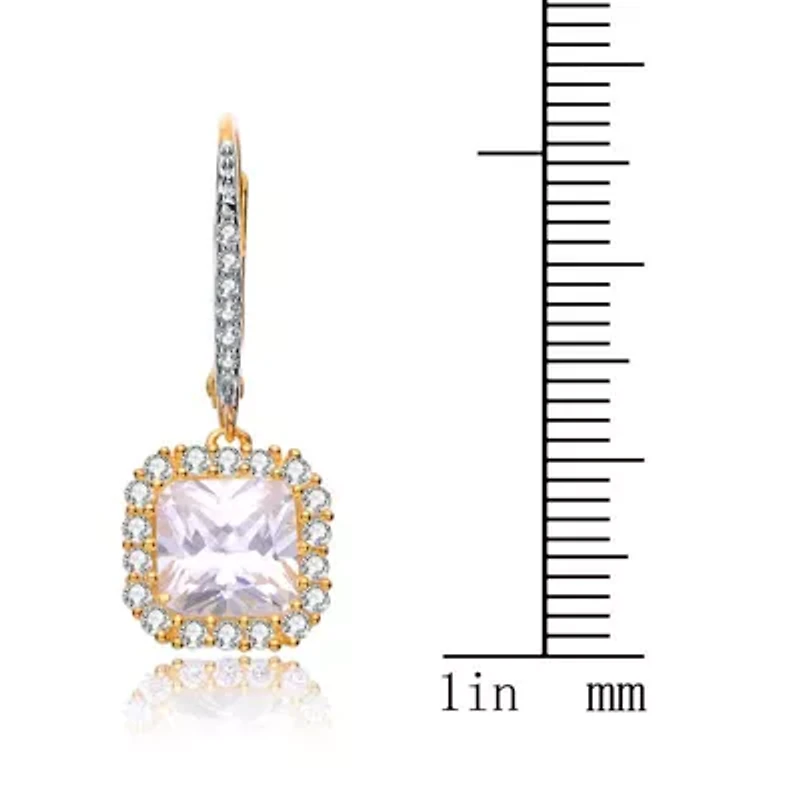 Lab Created Sterling Silver with Clear Cubic Zirconia Square Drop Earrings