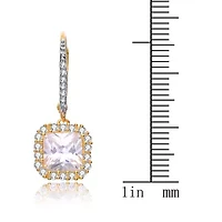 Lab Created Sterling Silver with Clear Cubic Zirconia Square Drop Earrings