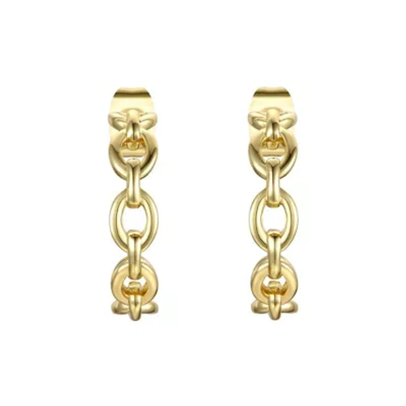 Lab Created Sterling Silver Modern Chain Link C-Hoop Earrings