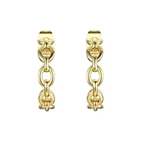 Lab Created Sterling Silver Modern Chain Link C-Hoop Earrings