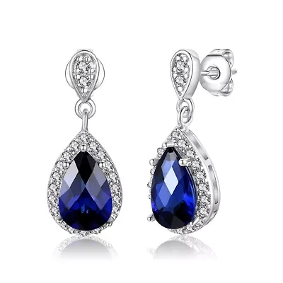 Lab Created Sterling Silver with Colored Cubic Zirconia Pear Shape Drop Earrings