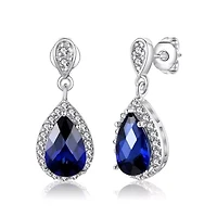 Lab Created Sterling Silver with Colored Cubic Zirconia Pear Shape Drop Earrings