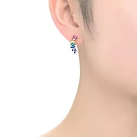Lab Created Sterling Silver with Colored Spiky Cubic Zirconia Hook Earrings