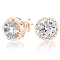 Lab Created Sterling Silver with Clear Cubic Zirconia Round Stud Earrings