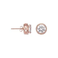 Lab Created Sterling Silver with Clear Cubic Zirconia Round Stud Earrings