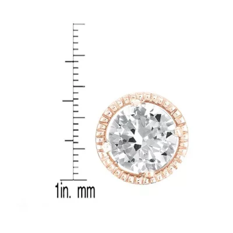 Lab Created Sterling Silver with Clear Cubic Zirconia Round Stud Earrings