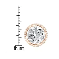 Lab Created Sterling Silver with Clear Cubic Zirconia Round Stud Earrings