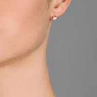Lab Created Sterling Silver with Clear Cubic Zirconia Round Stud Earrings