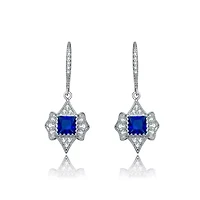 Lab Created Sterling Silver White Gold Plated with Colored Cubic Zirconia Leverback Earrings