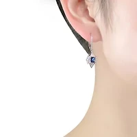 Lab Created Sterling Silver White Gold Plated with Colored Cubic Zirconia Leverback Earrings