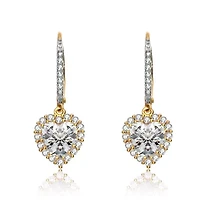 Lab Created Sterling Silver with Clear Cubic Zirconia Heart Pear Drop Dangle Earrings