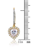 Lab Created Sterling Silver with Clear Cubic Zirconia Heart Pear Drop Dangle Earrings