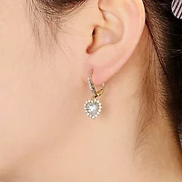 Lab Created Sterling Silver with Clear Cubic Zirconia Heart Pear Drop Dangle Earrings
