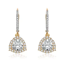 Lab Created Sterling Silver with Clear Cubic Zirconia Short Triangle Drop Earrings