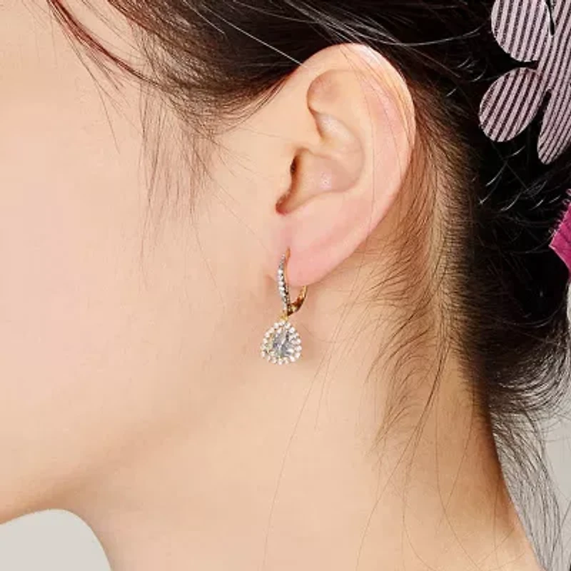 Lab Created Sterling Silver with Clear Cubic Zirconia Short Triangle Drop Earrings