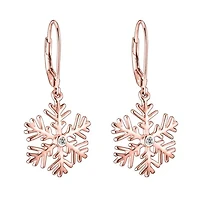 Lab Created Sterling Silver with Clear Cubic Zirconia Snowflake Leverback Drop Earrings