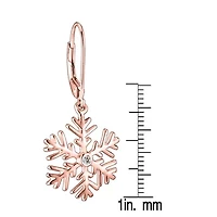 Lab Created Sterling Silver with Clear Cubic Zirconia Snowflake Leverback Drop Earrings