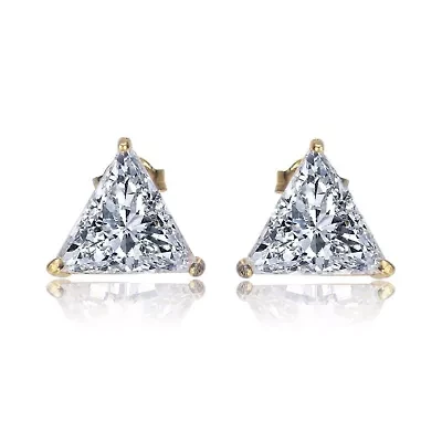 Lab Created Sterling Silver with Clear Large Cubic Zirconia Triangle Earrings
