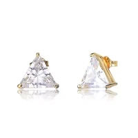 Lab Created Sterling Silver with Clear Cubic Zirconia Triangle Earrings