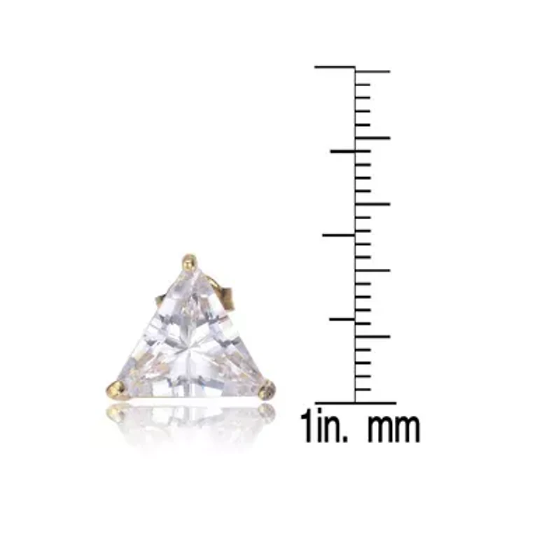 Lab Created Sterling Silver with Clear Cubic Zirconia Triangle Earrings