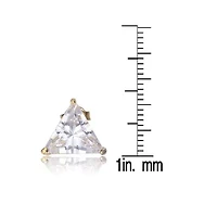 Lab Created Sterling Silver with Clear Cubic Zirconia Triangle Earrings