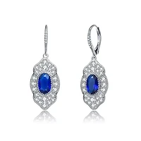 Lab Created Sterling Silver White Gold Plated with Colored Cubic Zirconia Drop Earrings
