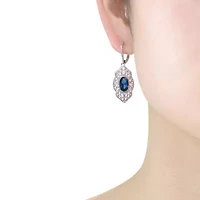 Lab Created Sterling Silver White Gold Plated with Colored Cubic Zirconia Drop Earrings
