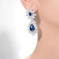 Lab Created Sterling Silver White Gold Plated with Colored Cubic Zirconia Drop Earrings