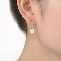 Lab Created Sterling Silver with Clear Cubic Zirconia & Pearl Bulb Earrings