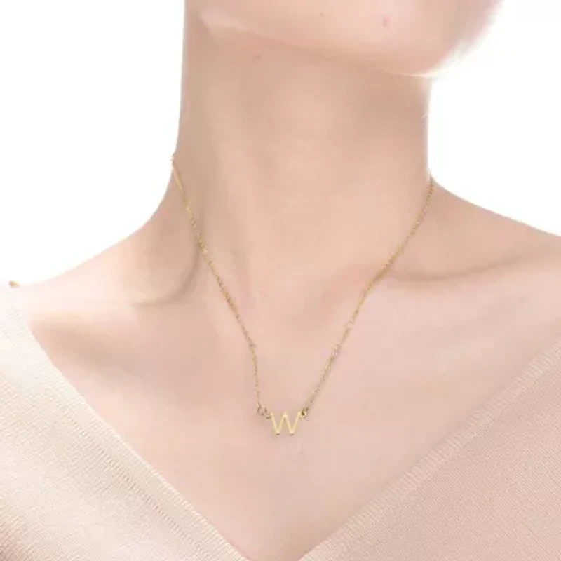 Lab Created 14K Gold Plated with Clear Cubic Zirconia Initial Necklace