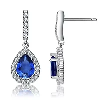 Lab Created Sterling Silver with Colored Cubic Zirconia Teardrop Earrings