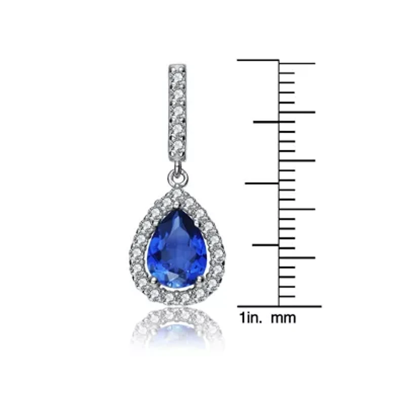 Lab Created Sterling Silver with Colored Cubic Zirconia Teardrop Earrings