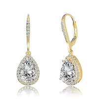 Lab Created Sterling Silver with Clear Cubic Zirconia Pear Drop Earrings