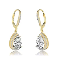 Lab Created Sterling Silver with Clear Cubic Zirconia Pear Drop Earrings