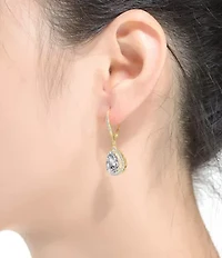 Lab Created Sterling Silver with Clear Cubic Zirconia Pear Drop Earrings