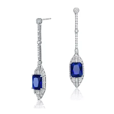 Lab Created Sterling Silver White Gold Plated with Colored Cubic Zirconia Drop Earrings