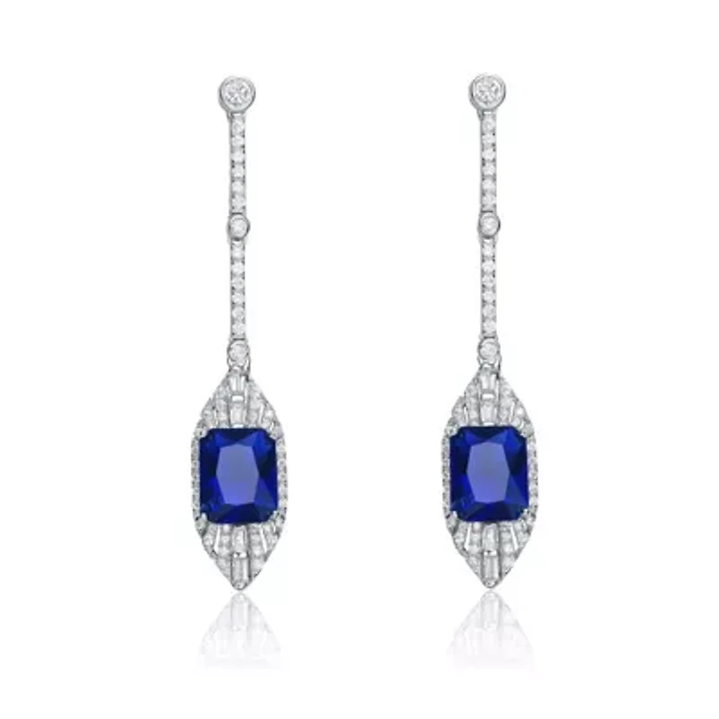 Lab Created Sterling Silver White Gold Plated with Colored Cubic Zirconia Drop Earrings