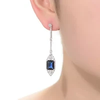 Lab Created Sterling Silver White Gold Plated with Colored Cubic Zirconia Drop Earrings