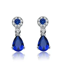 Lab Created Sterling Silver White Gold Plated with Colored Cubic Zirconia Dress Earrings