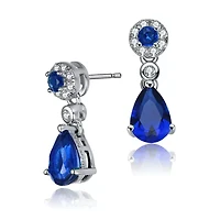Lab Created Sterling Silver White Gold Plated with Colored Cubic Zirconia Dress Earrings