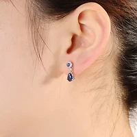Lab Created Sterling Silver White Gold Plated with Colored Cubic Zirconia Dress Earrings