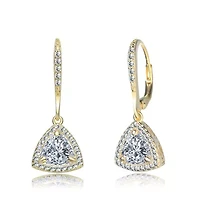 Lab Created Sterling Silver with Clear Triangle Cubic Zirconia Drop Earrings