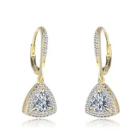 Lab Created Sterling Silver with Clear Triangle Cubic Zirconia Drop Earrings
