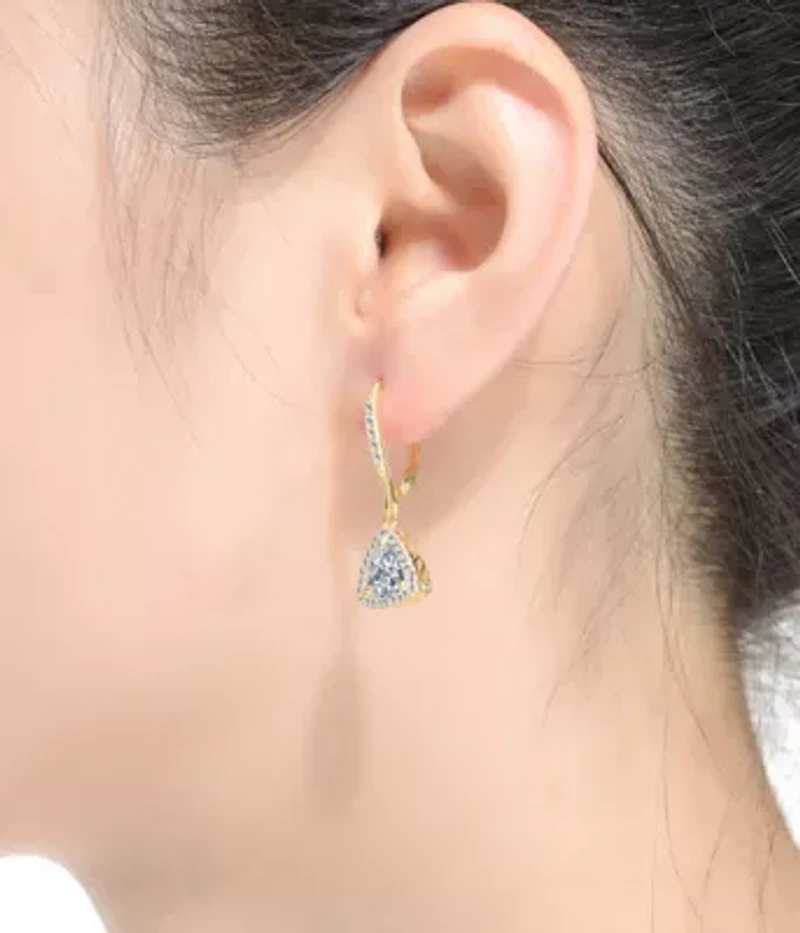 Lab Created Sterling Silver with Clear Triangle Cubic Zirconia Drop Earrings